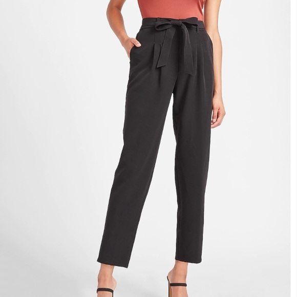 Express Pants - Express Super High Waisted Belted Twill Ankle Pant